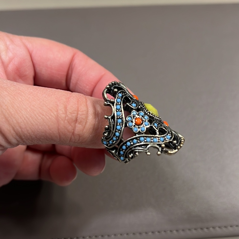 Large Beaded Statement Ring - image 4